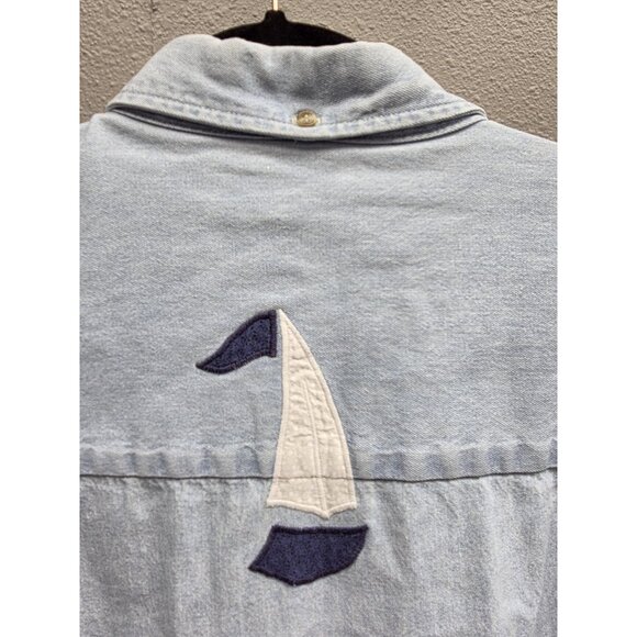 Vintage LA Loving Shirt Womens Large Denim Nautical Lighthouse Sailboat 90s - Picture 6 of 11